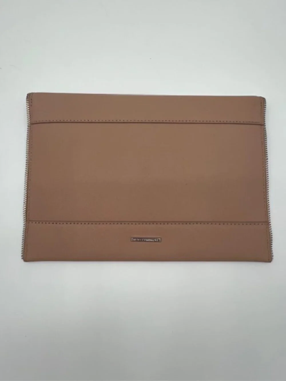 Rebecca Minkoff Leo Envelope Clutch Blush Pink Leather‎ Zipper Trim Handbag EUC